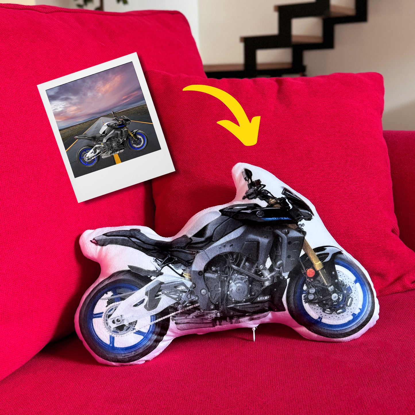 Custom Motorcycle Shaped Pillow